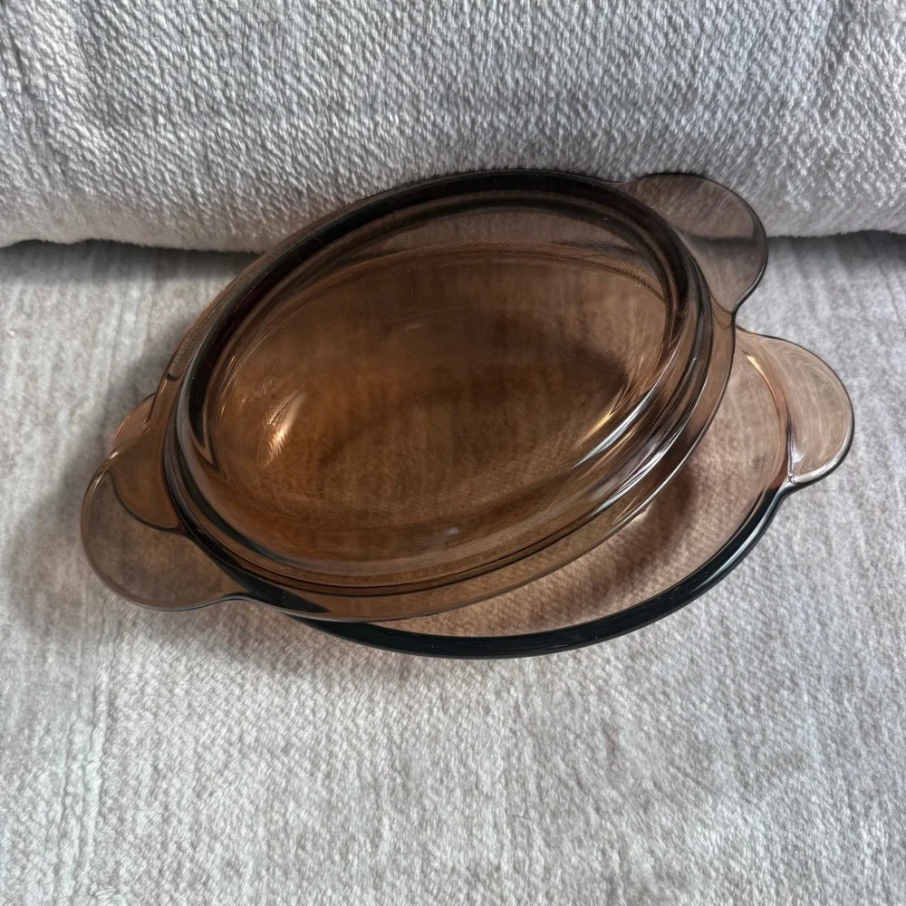 Visions by Corning Amber Glass Oval Casserole Dish with Lid V-14-B
